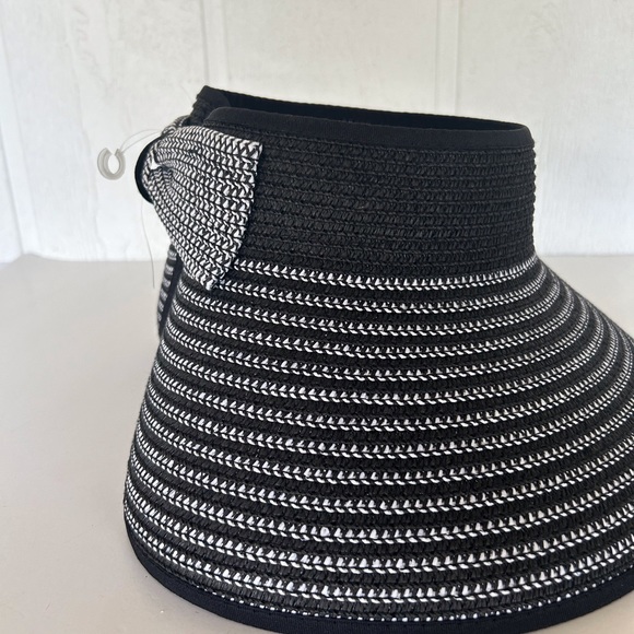 MAGID STRIPED PACKABLE WIDE BRIM STRAW ROLLU UP SUN VISOR NWOT - Picture 4 of 9